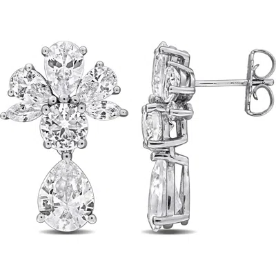 Delmar Lab Created White Sapphire Drop Earrings In Silver