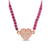 Delmar Lab Created White Sapphire Heart Necklace In Pink/rose Gold