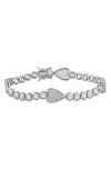 Delmar Lab Created White Sapphire Heart Station Bracelet In White