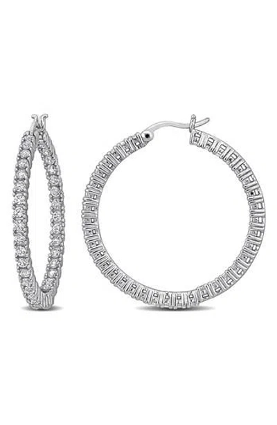 Delmar Lab-created White Sapphire Hoop Earrings