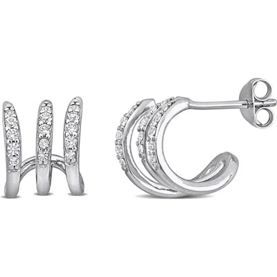 Delmar Lab-created White Sapphire Huggie Hoop Earrings