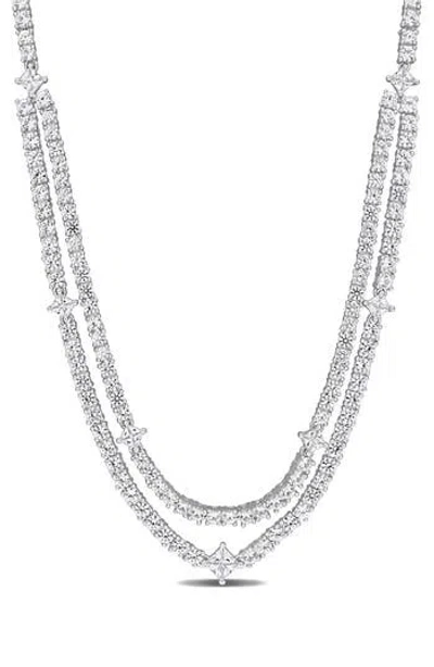 Delmar Lab-created White Sapphire Layered Tennis Necklace
