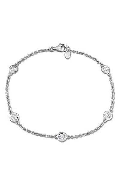 Delmar Lab Created White Sapphire Station Bracelet In Metallic