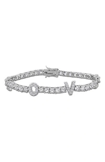 Delmar Lab Created White Sapphire Tennis Bracelet In Metallic