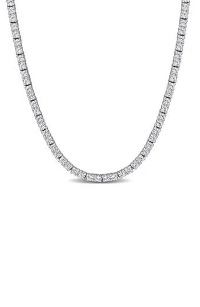 Delmar Lab Created White Sapphire Tennis Necklace In Pink