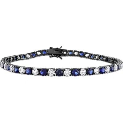 Delmar Lab Grown Blue & White Sapphire Tennis Bracelet
