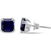 Delmar Lab-grown Blue Sapphire Stud Earrings In Blue