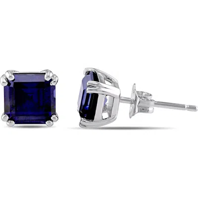 Delmar Lab-grown Blue Sapphire Stud Earrings