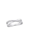 Delmar Lab-grown Moissanite Crossover Ring In Metallic