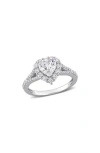Delmar Lab Grown Moissanite Heart Halo Earrings & Ring Set In Metallic
