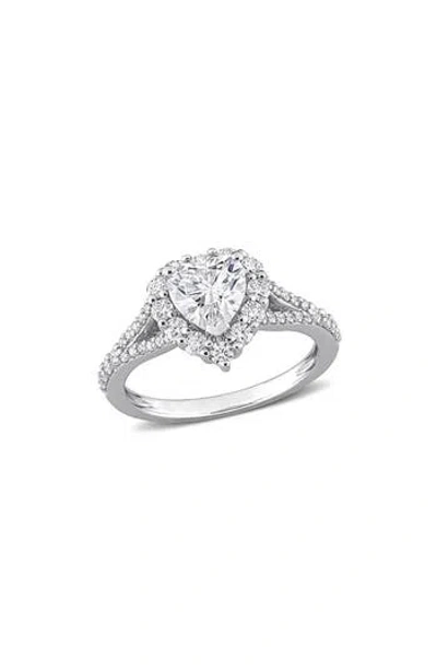 Delmar Lab Grown Moissanite Heart Halo Earrings & Ring Set In Metallic