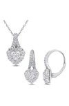 Delmar Lab Grown Moissanite Heart Halo Pendant Necklace & Earrings Set