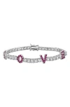 Delmar Lab Grown Ruby & White Sapphire Love Tennis Bracelet In Red