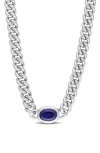 Delmar Lab-grown Sapphire Pendant Necklace In Blue