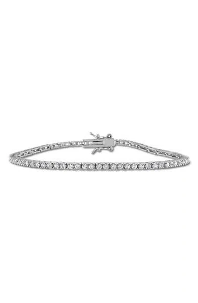 Delmar Lab Grown White Sapphire Tennis Bracelet In Metallic