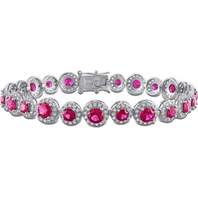 Delmar Lab-created Ruby & White Sapphire Tennis Bracelet In Pink