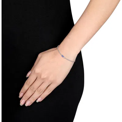 Delmar Lab-created Sapphire Link Chain Bracelet In Metallic