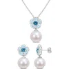 Delmar London Blue Topaz 11-12mm Cultured Pearl Drop Earrings In Blue