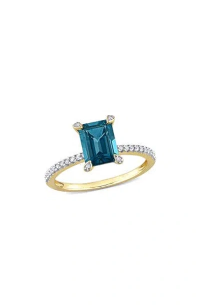 Delmar London Blue Topaz & Diamond Ring