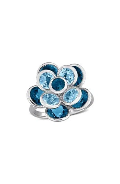 Delmar London Blue Topaz Flower Ring