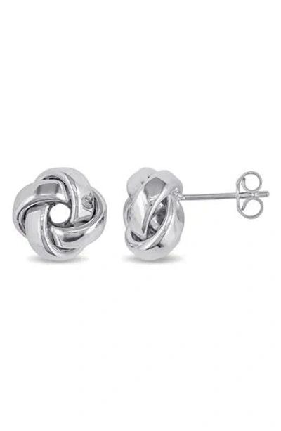 Delmar Love Knot Stud Earrings In Silver