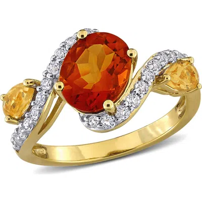 Delmar Madeira Citrine & White Topaz Ring In Metallic
