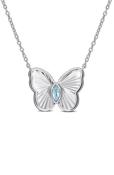Delmar Marquise Cut Created Alexandrite Butterfly Pendant Necklace In Metallic