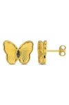 Delmar Marquise Cut Created Alexandrite Butterfly Stud Earrings In Purple/gold