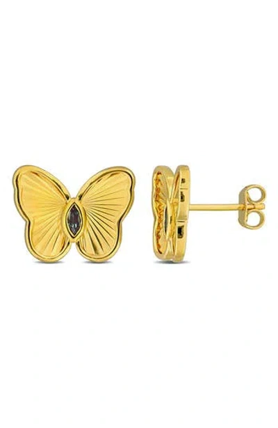 Delmar Marquise Cut Created Alexandrite Butterfly Stud Earrings In Gold