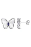Delmar Marquise Cut Created Sapphire Butterfly Stud Earrings In Blue