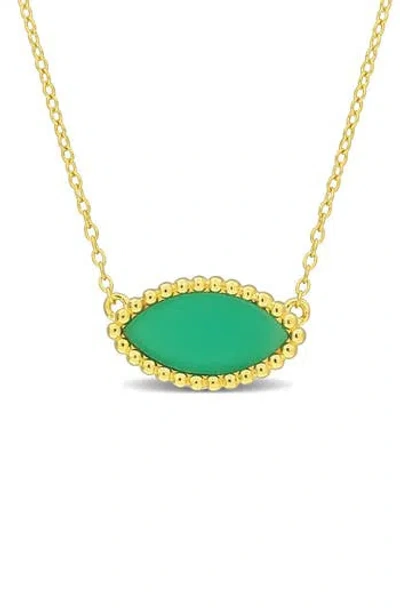 Delmar Marquise Emerald Cabochon Pendant Necklace In Green