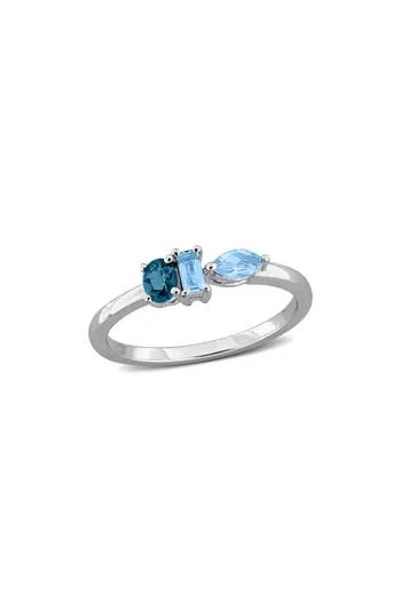 Delmar Mixed Blue Topaz Ring In Orange
