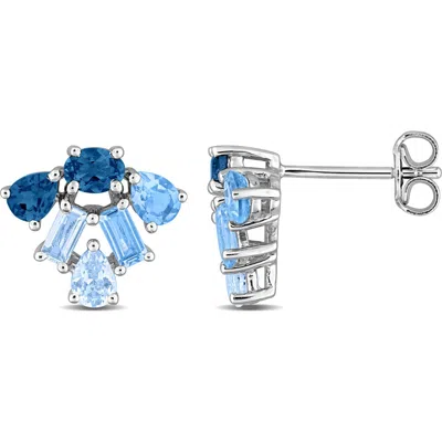 Delmar Mixed Blue Topaz Stud Earrings