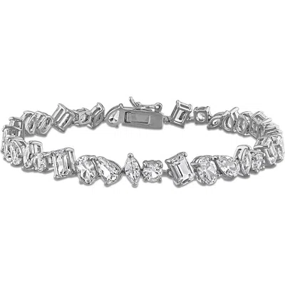 Delmar Mixed Shape Lab Created White Sapphire Bracelet In Silver