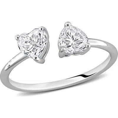 Delmar Moissanite Dual Heart Ring In Silver