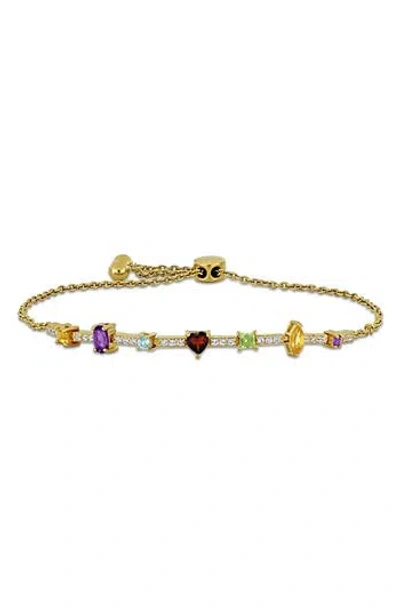 Delmar Multi Stone Station Slider Bracelet