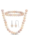 Delmar Multicolor Cultured Freshwater Pearl Necklace, Earrings & Bracelet Set