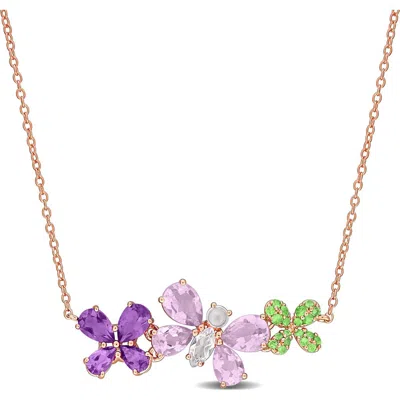 Delmar Multi-gem Butterfly Pendant Necklace In Metallic