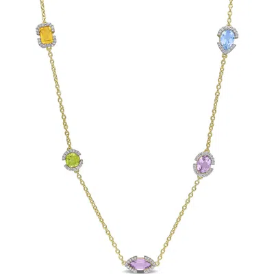 Delmar Multi-gem Station Necklace In Gold