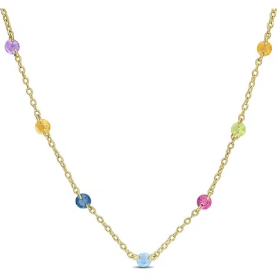 Delmar Multi-gemstone Bead Station Necklace In Gold