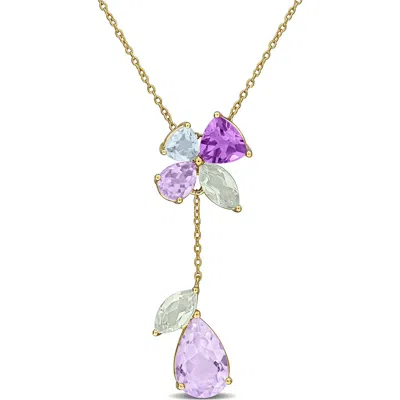 Delmar Multi-gemstone Floral Drop Pendant Necklace In Purple Multi