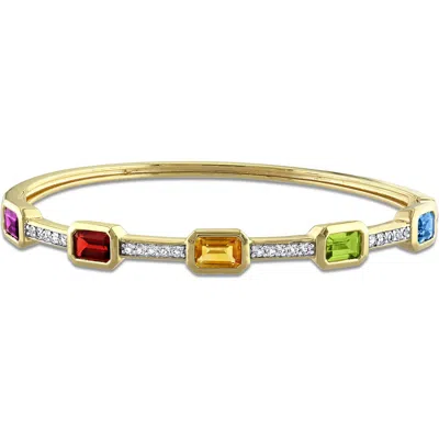 Delmar Multi-gemstone Goldtone Bangle Bracelet