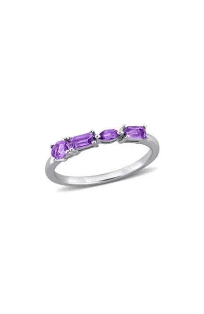 Delmar Multiple Cut Amethyst Stacking Ring In Purple