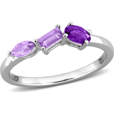 Delmar Multiple Cut Amethyst Stacking Ring In Silver
