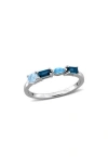 Delmar Multiple Cut Blue Topaz Stacking Ring In Pink