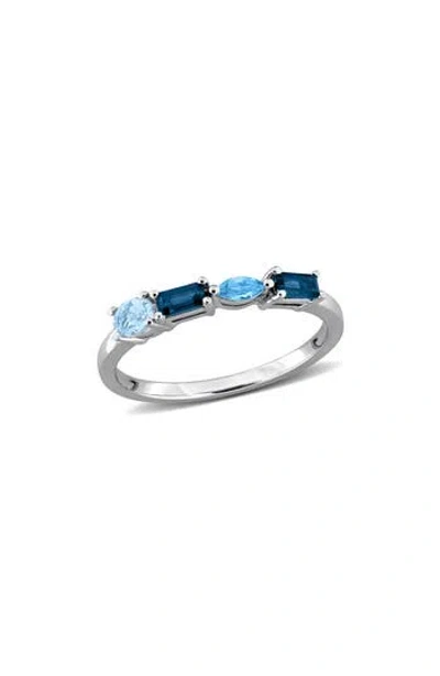 Delmar Multiple Cut Blue Topaz Stacking Ring In Pink
