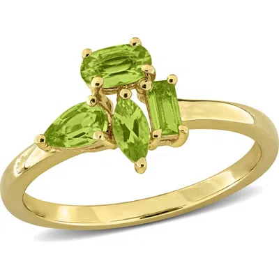 Delmar Multiple Cut Peridot Cluster Ring In Metallic