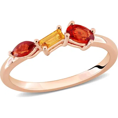 Delmar Multiple Cut Sapphire Stacking Ring In Orange
