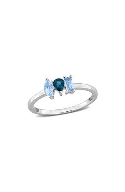 Delmar Multiple Cut Semiprecious Stone Ring In Silver