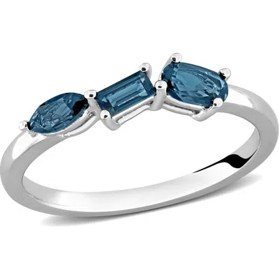 Delmar Multiple Cut Semiprecious Stone Stacking Ring In Silver